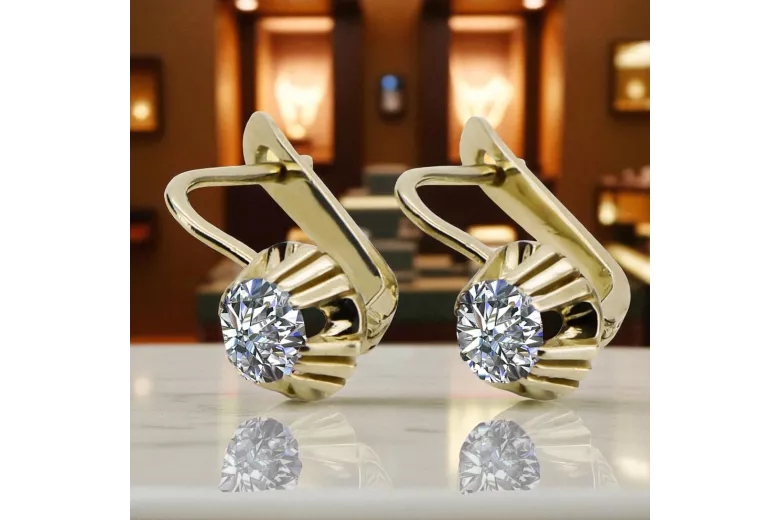 Сережки Вінтаж стиль Циркон 14K Жовте золото vec027y